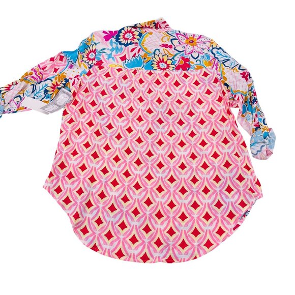 Figueroa & Flower Womens Floral Print Rayon Button-Down Shirt Top L - Picture 6 of 7